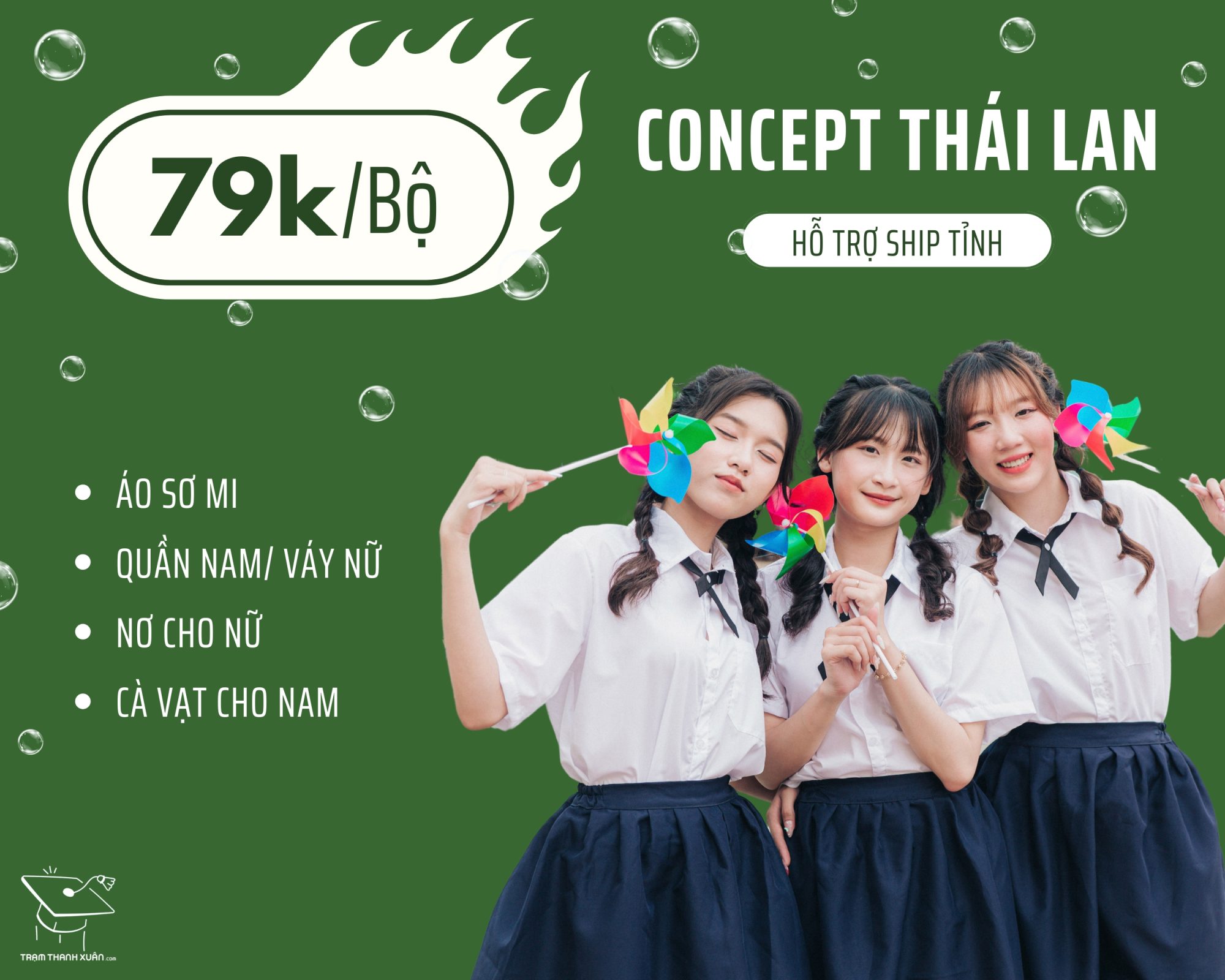 Thuê đồ đồng phục học sinh nam Thái Lan