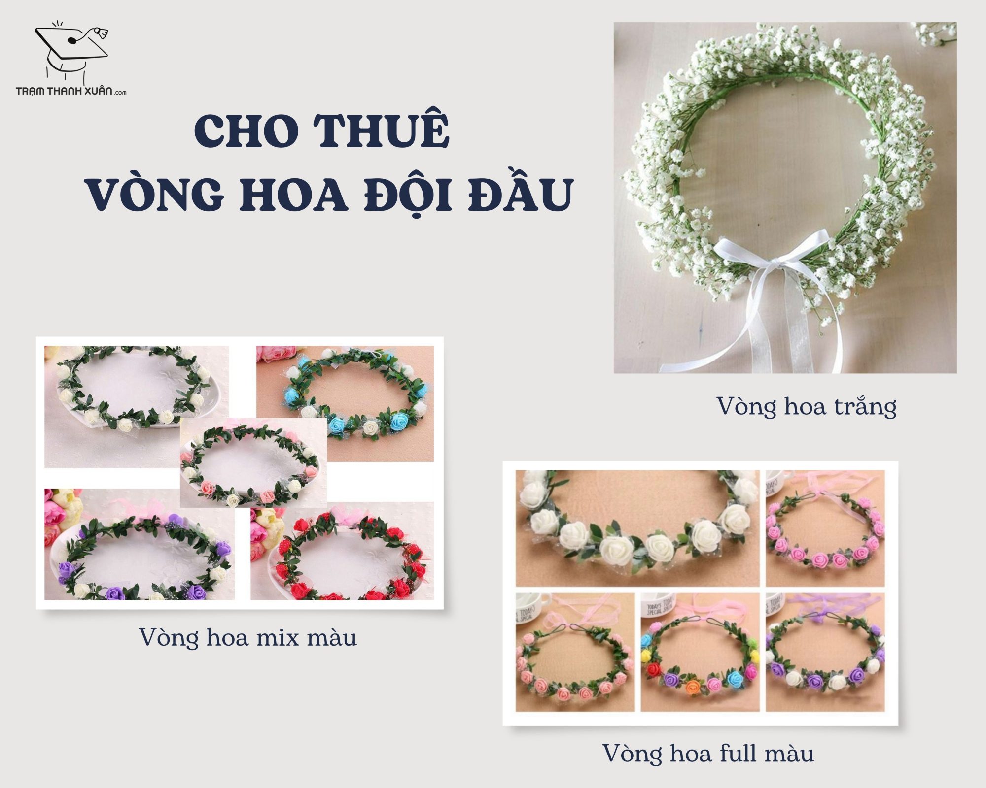 Vòng hoa đội đầu chụp ảnh kỷ yếu cho học sinh