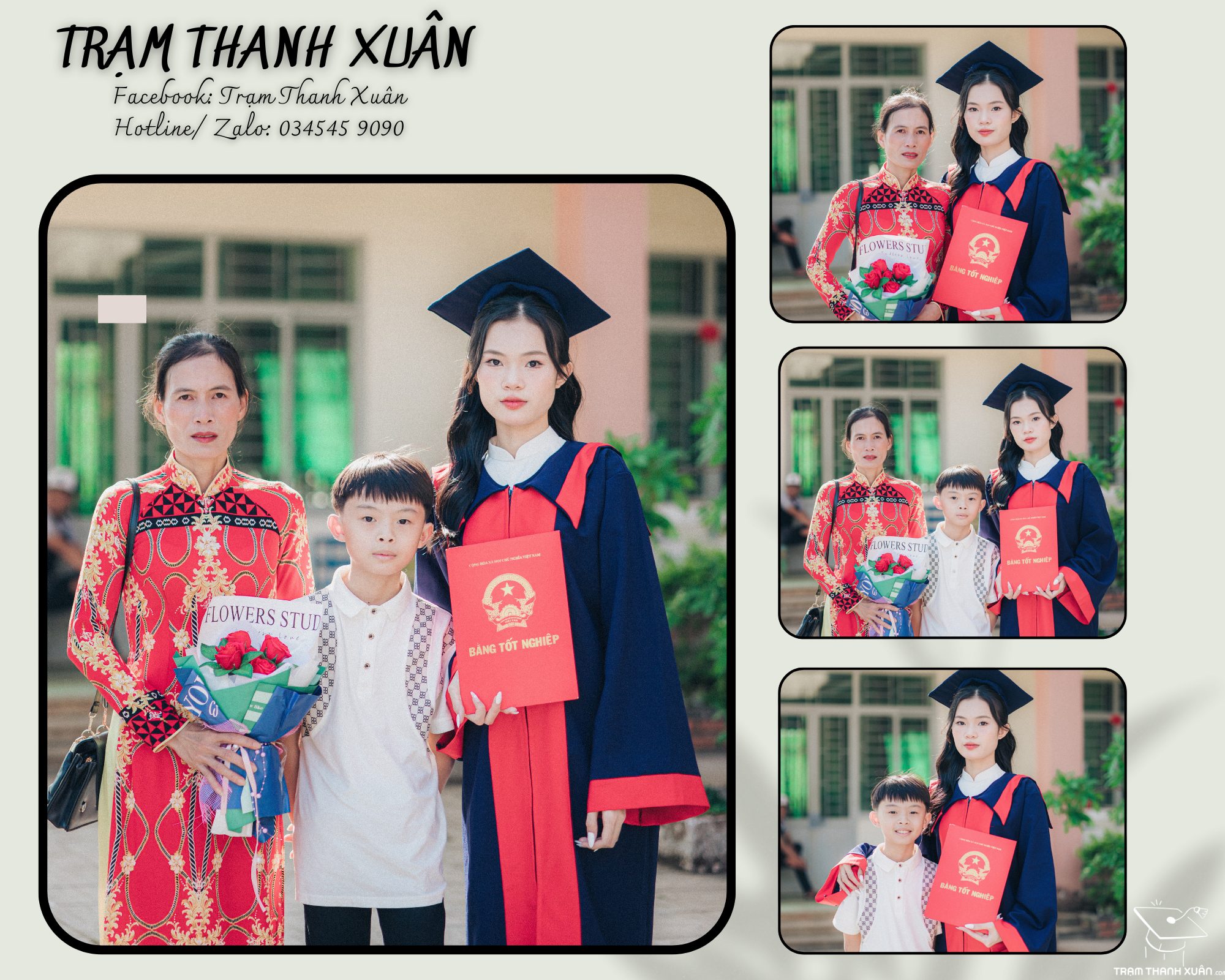 mẹ chụp ảnh kỷ yếu cùng con gái