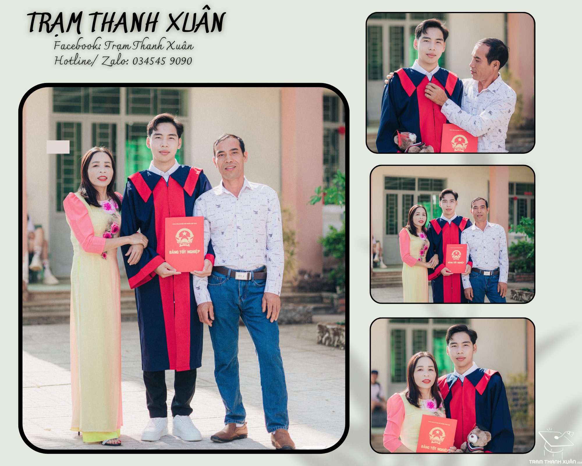 mẹ chụp ảnh kỷ yếu cùng con