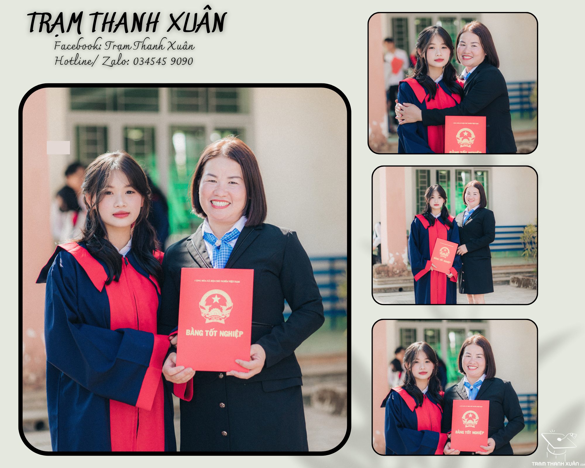 mẹ chụp kỷ yếu cùng con