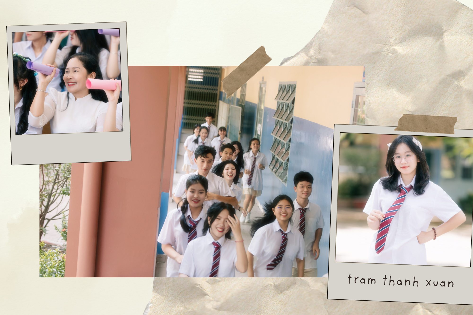 buộc tóc chụp kỷ yếu