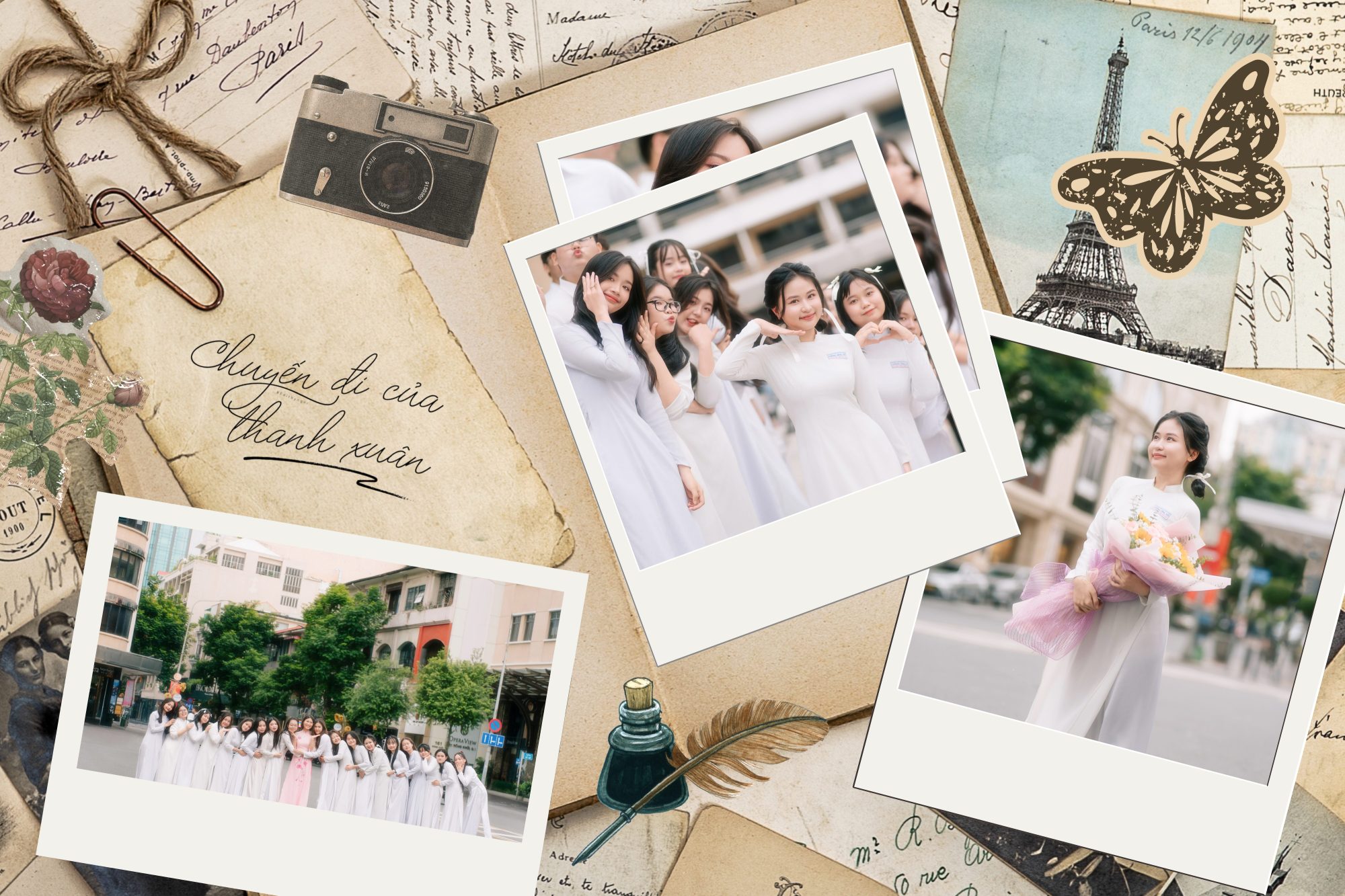 tạo dáng chụp áo dài kỷ yếu