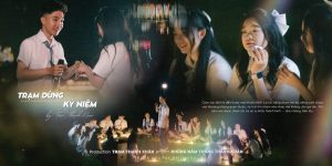 Ảnh ghép học sinh chụp buổi tối với các điểm sáng ấm